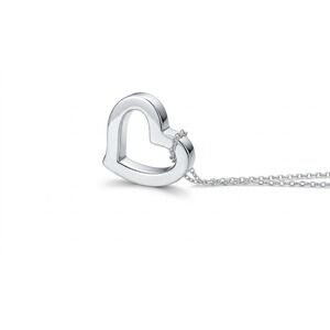 RCI 14K White Gold Open Heart Pendant Necklace Rope Chain Indonesia Hallmarked
